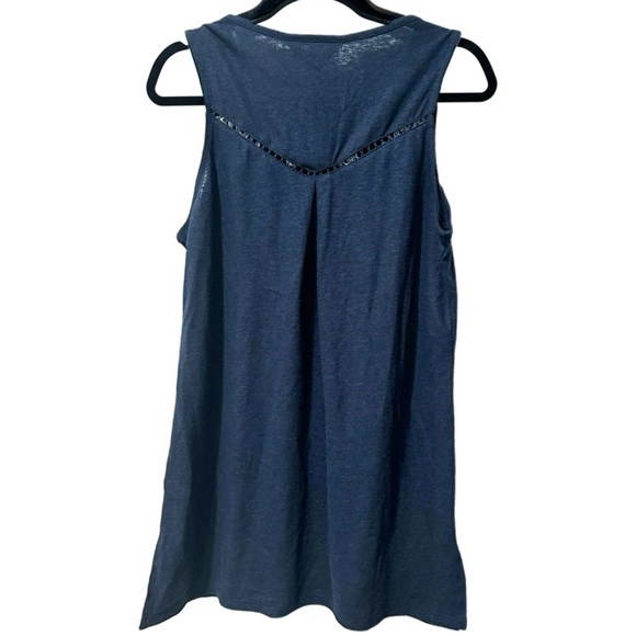 MARKET & SPRUCE STITCH FIX Linen Blend Tank Top Embroidered Blouse Sz XS/S Navy - Picture 5 of 9